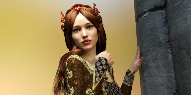 Обои картинки фото 3д графика, люди , people, фон, взгляд, девушка