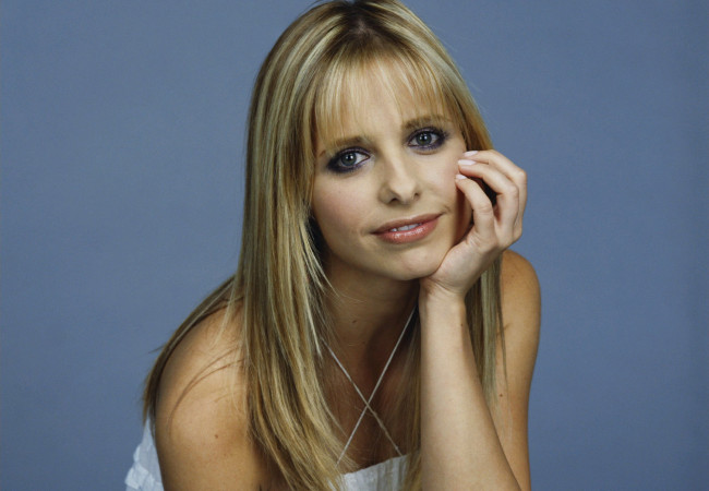 Обои картинки фото девушки, sarah michelle gellar, улыбка, блондинка, лицо, актриса, сара, мишель, геллар