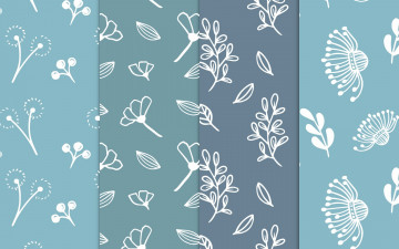 Картинка векторная+графика цветы+ flowers синий голубой узор