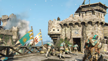 Картинка видео+игры for+honor крепость замок флаги солдаты