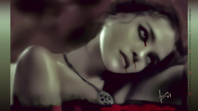 Обои картинки фото календари, фэнтези, медальон, девушка, кровь, бижутерия, украшение, 2019, calendar, женщина, кулон