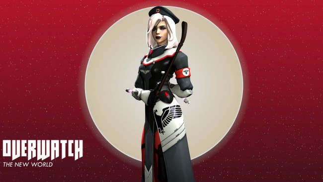 Обои картинки фото видео игры, overwatch, униформа, взгляд, фон, девушка