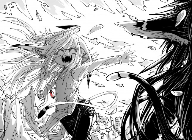 Обои картинки фото аниме, животные,  существа, девушка