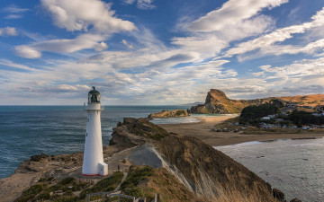 Картинка castlepoint+lighthouse new+zealand природа маяки castlepoint lighthouse new zealand