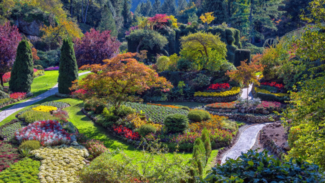 Обои картинки фото the butchart gardens, canada, природа, парк, the, butchart, gardens