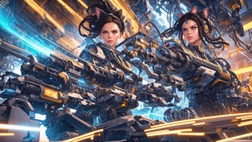 Картинка фэнтези роботы +киборги +механизмы нейросети графика нейроарт ai art нейронные сети рисунки нейро искусство