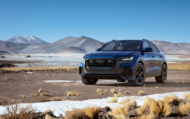 Обои картинки фото audi q8 quattro 2018, автомобили, audi, черный, горы, пустыня