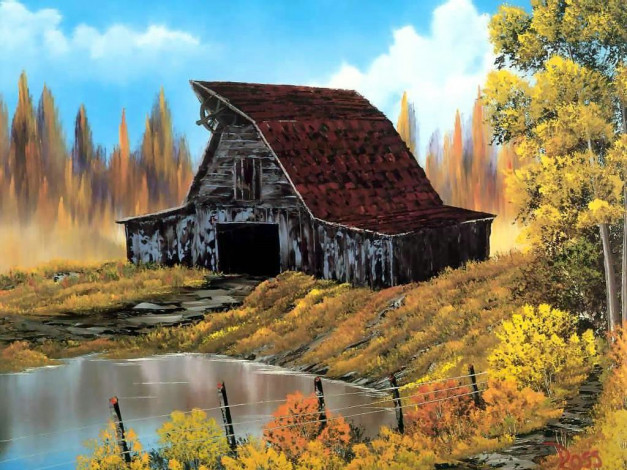 Обои картинки фото bob, ross, рисованные