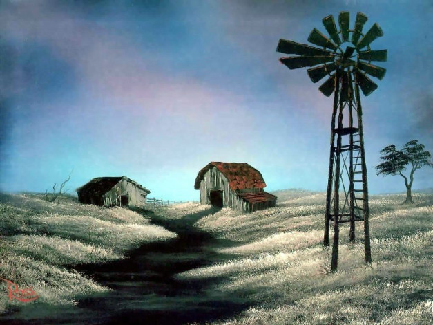 Обои картинки фото bob, ross, рисованные, города