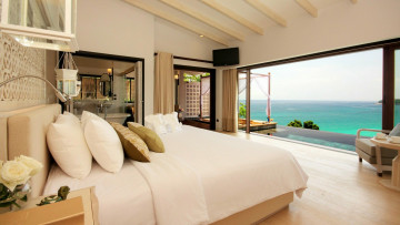 Картинка интерьер спальня подушки кровать