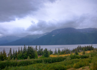 Картинка аляска сша природа реки озера сумерки река горы