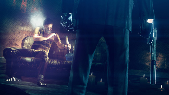 Обои картинки фото видео, игры, hitman, absolution, комната, оружие, мужчины
