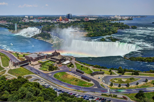 Обои картинки фото niagara, falls, ontario, canada, природа, водопады, ниагарский, водопад, радуга, панорама, канада, онтарио