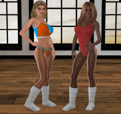 обоя 3д графика, люди , people, купальник, взгляд, девушки