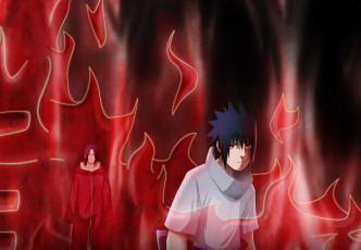 Картинка аниме naruto парни братья саске итачи учиха сусано