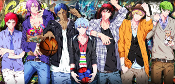 Картинка аниме kuroko+no+baske art yuna парни tetsuya kuroko ryouta kise kagami taiga daiki aomine shintarou midorima atsushi murasakibara seijuurou akashi настроение улыбка слезы баскетбол куроко no basket