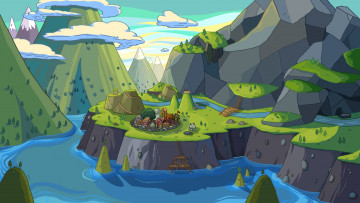 Картинка векторная+графика природа adventure time mountains water