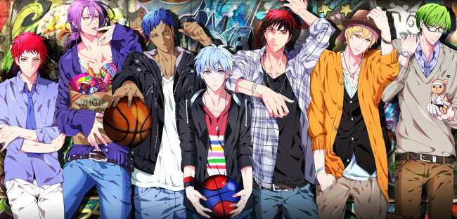 Обои картинки фото аниме, kuroko no baske, art, yuna, парни, tetsuya, kuroko, ryouta, kise, kagami, taiga, daiki, aomine, shintarou, midorima, atsushi, murasakibara, seijuurou, akashi, настроение, улыбка, слезы, баскетбол, куроко, no, basket