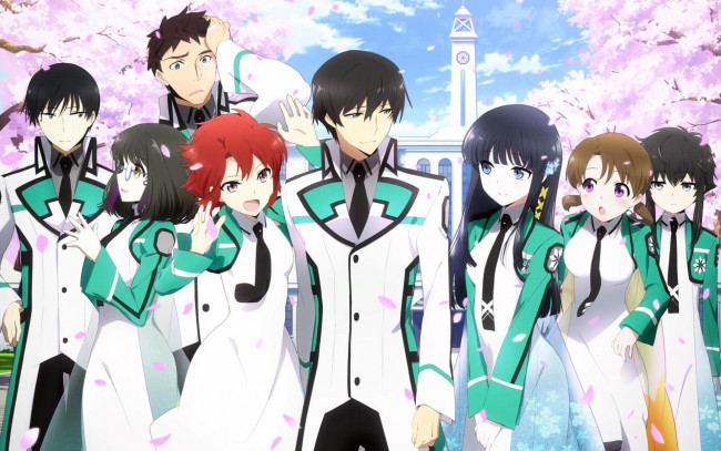 Обои картинки фото mahouka koukou no rettousei, аниме, mizuki, shibata, mikihiko, yoshida, shizuku, kitayama, парни, девушки, leonhart, saijou, honoka, mitsui, erika, chiba, tatsuya, shiba, miyuki, anime, mahouka, koukou, no, rettousei, art