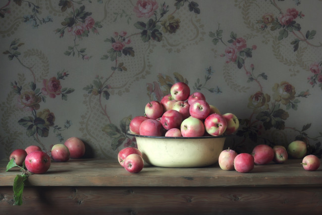 Обои картинки фото еда, Яблоки, миска