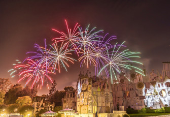 Картинка города диснейленд парк ночь фейерверк