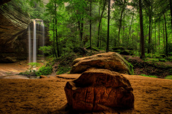 Картинка природа водопады лес река водопад