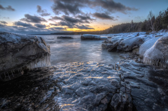 Картинка природа реки озера сосульки лес скалы