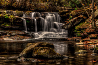 Картинка природа водопады лес река водопад