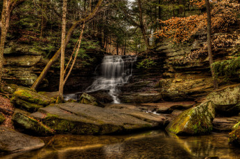 Картинка природа водопады лес река водопад