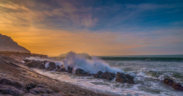 Картинка природа побережье волны скалы берег океан