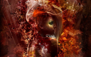 Картинка фэнтези девушки взгляд профиль девушка арт абстракция спина волосы