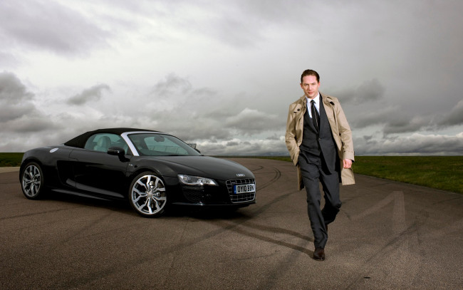 Обои картинки фото мужчины, tom hardy, ауди, r8, audi, актер, том, хорди, tom, hardy