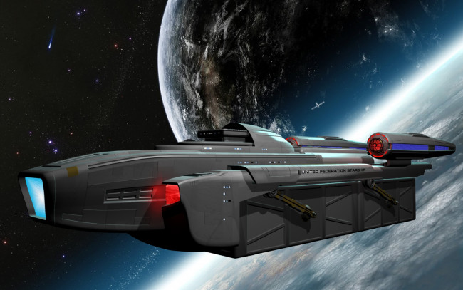 Обои картинки фото видео игры, star trek online, планета, вселенная, полет, космический, корабль