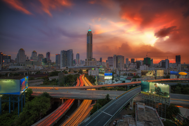 Обои картинки фото bangkok city, города, бангкок , таиланд, эстакада, небоскребы, город