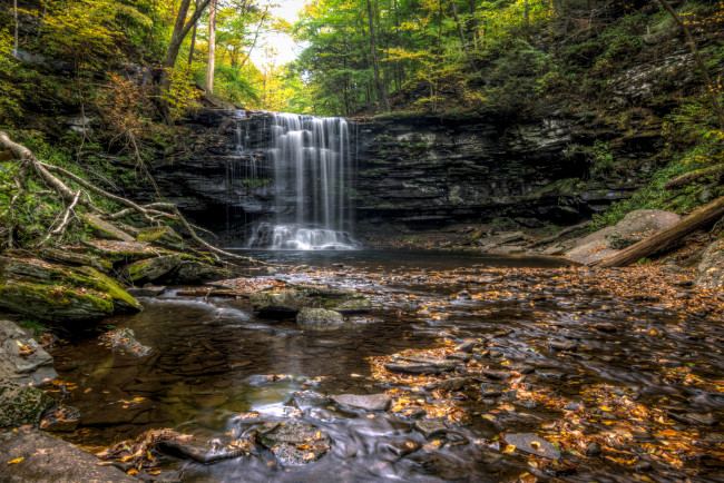 Обои картинки фото природа, водопады, водопад, река, лес