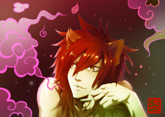 Обои картинки фото разное, арты, сигарета, парень, арт