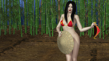 Картинка 3д+графика люди+ people фон купальник взгляд девушка