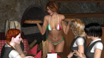 Картинка 3д+графика люди+ people фон взгляд девушка купальник