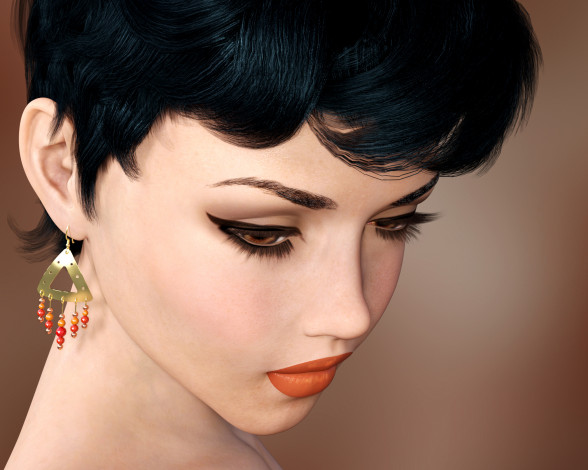 Обои картинки фото 3д графика, портрет , portraits, девушка, взгляд, фон