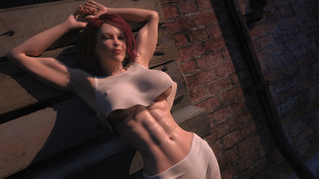 Обои картинки фото 3д графика, люди , people, фон, взгляд, девушка