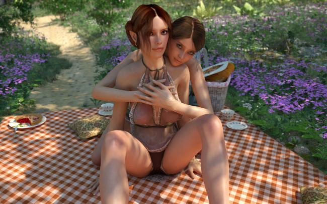 Обои картинки фото 3д графика, люди , people, взгляд, фон, девушки