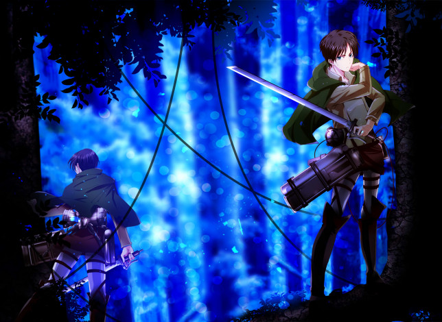 Обои картинки фото аниме, shingeki no kyojin, атака, титанов