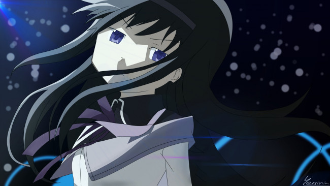 Обои картинки фото аниме, unknown,  другое, девушка, фон, взгляд