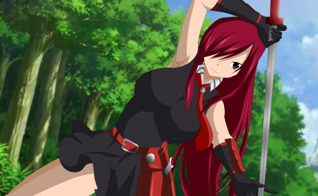 Обои картинки фото аниме, fairy tail, хвост, феи, эльза