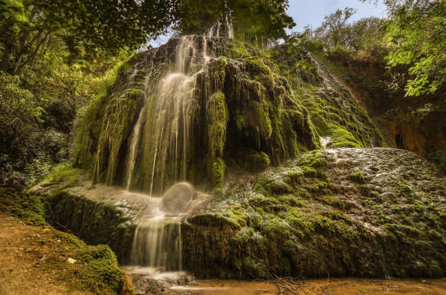 Обои картинки фото природа, водопады, водопад, река, лес