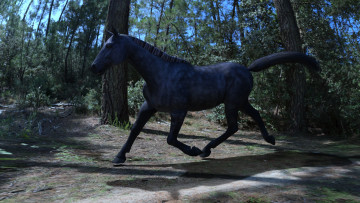 Картинка 3д+графика животные+ animals голова грива лошадь