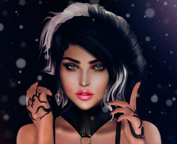 Обои картинки фото 3д графика, портрет , portraits, девушка, прическа, жест