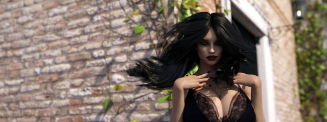 Обои картинки фото 3д графика, люди , people, взгляд, девушка, фон