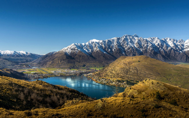 Обои картинки фото города, - пейзажи, панорама, горы, озеро