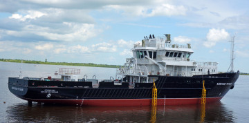 обоя александр рогоцкий, корабли, баркасы ,  буксиры, проект, 19910, александр, рогоцкий, малое, гидрографическое, судно, россия, благовещенск, спуск, на, воду